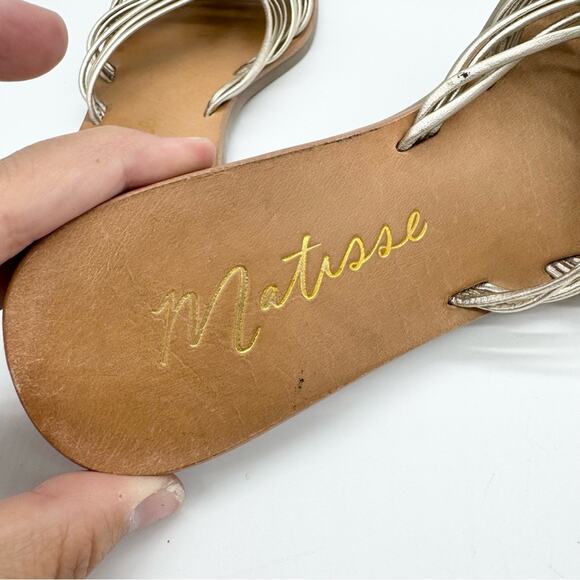 Matisse Tate Gold Woven Strappy Leather Slide Sandal Gold Metallic Size 7 Boho - Picture 11 of 14